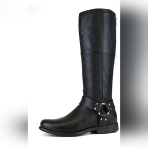FRYE Phillip Harness Tall Leather Boot Black Women Sz 8.5